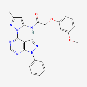 molecular formula C24H21N7O3 B6563810 2-(3-methoxyphenoxy)-N-(3-methyl-1-{1-phenyl-1H-pyrazolo[3,4-d]pyrimidin-4-yl}-1H-pyrazol-5-yl)acetamide CAS No. 1006304-22-8