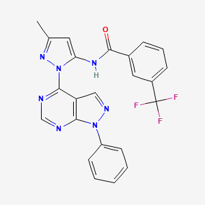 molecular formula C23H16F3N7O B6563814 N-(3-methyl-1-{1-phenyl-1H-pyrazolo[3,4-d]pyrimidin-4-yl}-1H-pyrazol-5-yl)-3-(trifluoromethyl)benzamide CAS No. 1005922-77-9