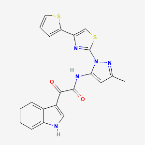 molecular formula C21H15N5O2S2 B6563829 2-(1H-indol-3-yl)-N-{3-methyl-1-[4-(thiophen-2-yl)-1,3-thiazol-2-yl]-1H-pyrazol-5-yl}-2-oxoacetamide CAS No. 1172972-19-8