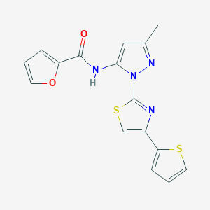 molecular formula C16H12N4O2S2 B6563839 N-{3-methyl-1-[4-(thiophen-2-yl)-1,3-thiazol-2-yl]-1H-pyrazol-5-yl}furan-2-carboxamide CAS No. 1170267-93-2