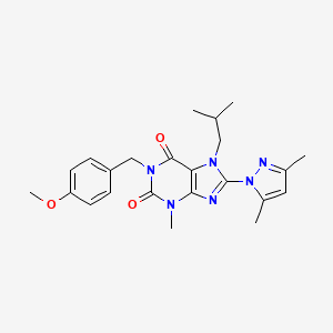 molecular formula C23H28N6O3 B6563841 8-(3,5-dimethyl-1H-pyrazol-1-yl)-1-[(4-methoxyphenyl)methyl]-3-methyl-7-(2-methylpropyl)-2,3,6,7-tetrahydro-1H-purine-2,6-dione CAS No. 1170003-23-2