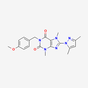 molecular formula C20H22N6O3 B6563849 8-(3,5-dimethyl-1H-pyrazol-1-yl)-1-[(4-methoxyphenyl)methyl]-3,7-dimethyl-2,3,6,7-tetrahydro-1H-purine-2,6-dione CAS No. 1170617-37-4