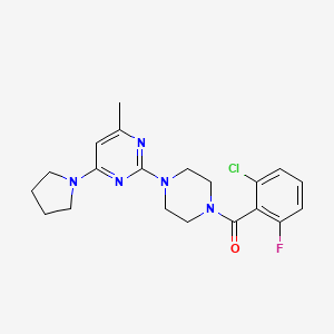 molecular formula C20H23ClFN5O B6563863 2-[4-(2-chloro-6-fluorobenzoyl)piperazin-1-yl]-4-methyl-6-(pyrrolidin-1-yl)pyrimidine CAS No. 923682-09-1