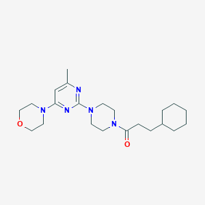 molecular formula C22H35N5O2 B6563871 3-cyclohexyl-1-{4-[4-methyl-6-(morpholin-4-yl)pyrimidin-2-yl]piperazin-1-yl}propan-1-one CAS No. 946363-04-8