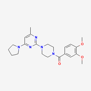molecular formula C22H29N5O3 B6563908 2-[4-(3,4-dimethoxybenzoyl)piperazin-1-yl]-4-methyl-6-(pyrrolidin-1-yl)pyrimidine CAS No. 946384-38-9