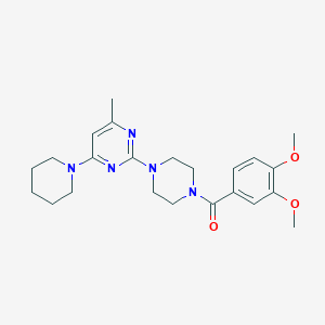 molecular formula C23H31N5O3 B6563914 2-[4-(3,4-dimethoxybenzoyl)piperazin-1-yl]-4-methyl-6-(piperidin-1-yl)pyrimidine CAS No. 946280-93-9