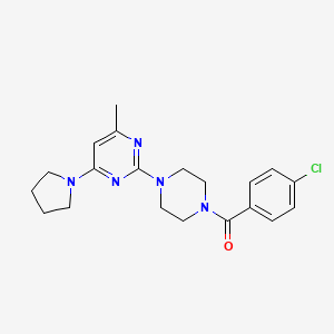 molecular formula C20H24ClN5O B6563948 2-[4-(4-chlorobenzoyl)piperazin-1-yl]-4-methyl-6-(pyrrolidin-1-yl)pyrimidine CAS No. 946384-46-9