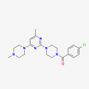 molecular formula C21H27ClN6O B6563953 2-[4-(4-chlorobenzoyl)piperazin-1-yl]-4-methyl-6-(4-methylpiperazin-1-yl)pyrimidine CAS No. 946214-21-7