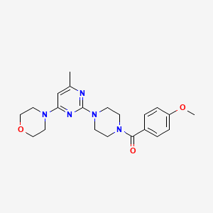 molecular formula C21H27N5O3 B6563966 4-{2-[4-(4-methoxybenzoyl)piperazin-1-yl]-6-methylpyrimidin-4-yl}morpholine CAS No. 946281-40-9
