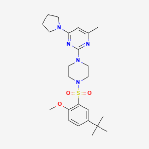 molecular formula C24H35N5O3S B6564039 2-[4-(5-tert-butyl-2-methoxybenzenesulfonyl)piperazin-1-yl]-4-methyl-6-(pyrrolidin-1-yl)pyrimidine CAS No. 946315-81-7