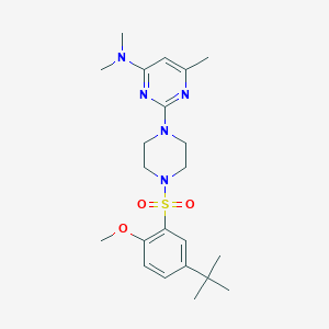 molecular formula C22H33N5O3S B6564040 2-[4-(5-tert-butyl-2-methoxybenzenesulfonyl)piperazin-1-yl]-N,N,6-trimethylpyrimidin-4-amine CAS No. 946283-39-2