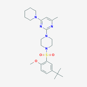 molecular formula C25H37N5O3S B6564053 2-[4-(5-tert-butyl-2-methoxybenzenesulfonyl)piperazin-1-yl]-4-methyl-6-(piperidin-1-yl)pyrimidine CAS No. 946284-01-1