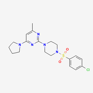 molecular formula C19H24ClN5O2S B6564082 2-[4-(4-chlorobenzenesulfonyl)piperazin-1-yl]-4-methyl-6-(pyrrolidin-1-yl)pyrimidine CAS No. 946283-49-4