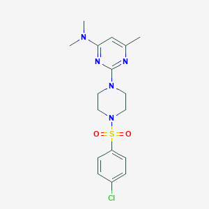 molecular formula C17H22ClN5O2S B6564087 2-[4-(4-chlorobenzenesulfonyl)piperazin-1-yl]-N,N,6-trimethylpyrimidin-4-amine CAS No. 946215-63-0