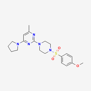 molecular formula C20H27N5O3S B6564099 2-[4-(4-methoxybenzenesulfonyl)piperazin-1-yl]-4-methyl-6-(pyrrolidin-1-yl)pyrimidine CAS No. 946242-28-0