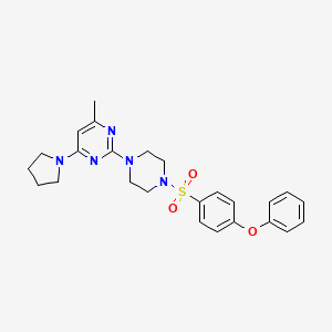 molecular formula C25H29N5O3S B6564117 4-methyl-2-[4-(4-phenoxybenzenesulfonyl)piperazin-1-yl]-6-(pyrrolidin-1-yl)pyrimidine CAS No. 946365-33-9
