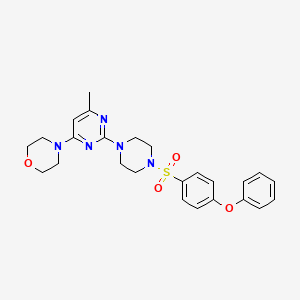 molecular formula C25H29N5O4S B6564123 4-{6-methyl-2-[4-(4-phenoxybenzenesulfonyl)piperazin-1-yl]pyrimidin-4-yl}morpholine CAS No. 946243-08-9