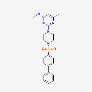 molecular formula C23H27N5O2S B6564133 2-(4-{[1,1'-biphenyl]-4-sulfonyl}piperazin-1-yl)-N,N,6-trimethylpyrimidin-4-amine CAS No. 946283-15-4