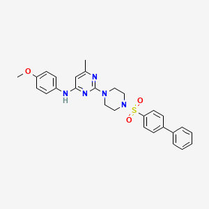 molecular formula C28H29N5O3S B6564135 2-(4-{[1,1'-biphenyl]-4-sulfonyl}piperazin-1-yl)-N-(4-methoxyphenyl)-6-methylpyrimidin-4-amine CAS No. 946364-63-2