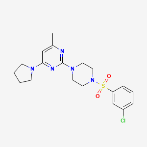molecular formula C19H24ClN5O2S B6564154 2-[4-(3-chlorobenzenesulfonyl)piperazin-1-yl]-4-methyl-6-(pyrrolidin-1-yl)pyrimidine CAS No. 946365-45-3
