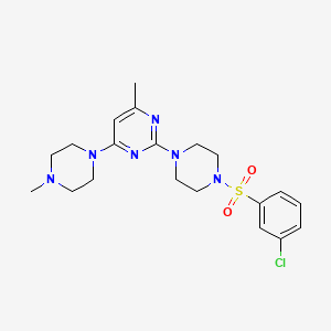 molecular formula C20H27ClN6O2S B6564155 2-[4-(3-chlorobenzenesulfonyl)piperazin-1-yl]-4-methyl-6-(4-methylpiperazin-1-yl)pyrimidine CAS No. 946366-48-9