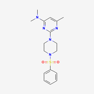 molecular formula C17H23N5O2S B6564164 2-[4-(benzenesulfonyl)piperazin-1-yl]-N,N,6-trimethylpyrimidin-4-amine CAS No. 946215-55-0