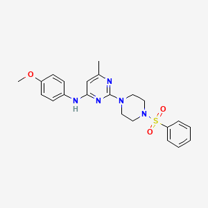 2-[4-(benzenesulfonyl)piperazin-1-yl]-N-(4-methoxyphenyl)-6-methylpyrimidin-4-amine