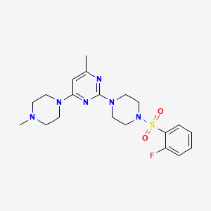 molecular formula C20H27FN6O2S B6564169 2-[4-(2-fluorobenzenesulfonyl)piperazin-1-yl]-4-methyl-6-(4-methylpiperazin-1-yl)pyrimidine CAS No. 946243-51-2