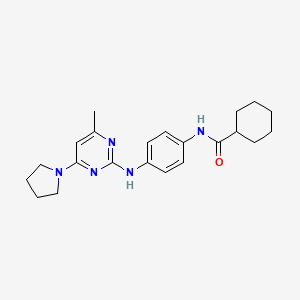 molecular formula C22H29N5O B6564175 N-(4-{[4-methyl-6-(pyrrolidin-1-yl)pyrimidin-2-yl]amino}phenyl)cyclohexanecarboxamide CAS No. 946369-28-4