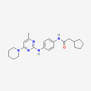 molecular formula C23H31N5O B6564184 2-cyclopentyl-N-(4-{[4-methyl-6-(piperidin-1-yl)pyrimidin-2-yl]amino}phenyl)acetamide CAS No. 946268-41-3