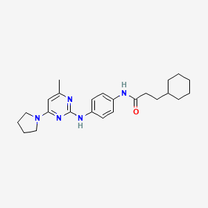 molecular formula C24H33N5O B6564186 3-cyclohexyl-N-(4-{[4-methyl-6-(pyrrolidin-1-yl)pyrimidin-2-yl]amino}phenyl)propanamide CAS No. 946268-11-7