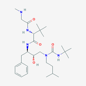 molecular formula C29H51N5O4 B065642 (2R)-N-[(2R,3S)-4-[tert-butylcarbamoyl(3-methylbutyl)amino]-3-hydroxy-1-phenylbutan-2-yl]-3,3-dimethyl-2-[[2-(methylamino)acetyl]amino]butanamide CAS No. 159910-86-8