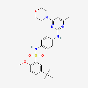 molecular formula C26H33N5O4S B6564238 5-tert-butyl-2-methoxy-N-(4-{[4-methyl-6-(morpholin-4-yl)pyrimidin-2-yl]amino}phenyl)benzene-1-sulfonamide CAS No. 946221-90-5