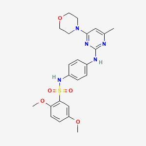 molecular formula C23H27N5O5S B6564242 2,5-dimethoxy-N-(4-{[4-methyl-6-(morpholin-4-yl)pyrimidin-2-yl]amino}phenyl)benzene-1-sulfonamide CAS No. 946221-82-5