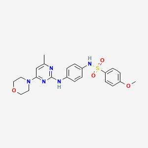 molecular formula C22H25N5O4S B6564261 4-methoxy-N-(4-{[4-methyl-6-(morpholin-4-yl)pyrimidin-2-yl]amino}phenyl)benzene-1-sulfonamide CAS No. 946221-67-6