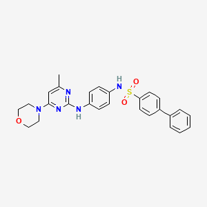 molecular formula C27H27N5O3S B6564268 N-(4-{[4-methyl-6-(morpholin-4-yl)pyrimidin-2-yl]amino}phenyl)-[1,1'-biphenyl]-4-sulfonamide CAS No. 946221-77-8