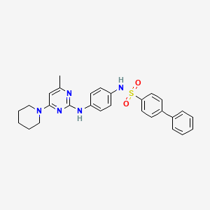 molecular formula C28H29N5O2S B6564276 N-(4-{[4-methyl-6-(piperidin-1-yl)pyrimidin-2-yl]amino}phenyl)-[1,1'-biphenyl]-4-sulfonamide CAS No. 946292-55-3