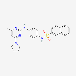 molecular formula C25H25N5O2S B6564294 N-(4-{[4-methyl-6-(pyrrolidin-1-yl)pyrimidin-2-yl]amino}phenyl)naphthalene-2-sulfonamide CAS No. 946221-06-3