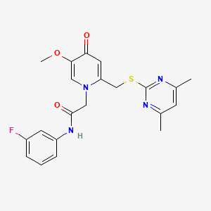 molecular formula C21H21FN4O3S B6564308 2-(2-{[(4,6-dimethylpyrimidin-2-yl)sulfanyl]methyl}-5-methoxy-4-oxo-1,4-dihydropyridin-1-yl)-N-(3-fluorophenyl)acetamide CAS No. 920221-51-8