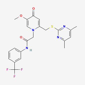 molecular formula C22H21F3N4O3S B6564309 2-(2-{[(4,6-dimethylpyrimidin-2-yl)sulfanyl]methyl}-5-methoxy-4-oxo-1,4-dihydropyridin-1-yl)-N-[3-(trifluoromethyl)phenyl]acetamide CAS No. 920221-48-3