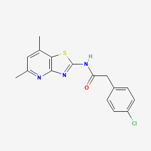 molecular formula C16H14ClN3OS B6564342 2-(4-chlorophenyl)-N-{5,7-dimethyl-[1,3]thiazolo[4,5-b]pyridin-2-yl}acetamide CAS No. 1021258-70-7