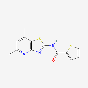 molecular formula C13H11N3OS2 B6564349 N-{5,7-dimethyl-[1,3]thiazolo[4,5-b]pyridin-2-yl}thiophene-2-carboxamide CAS No. 1021222-09-2