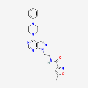 molecular formula C22H24N8O2 B6564359 5-methyl-N-{2-[4-(4-phenylpiperazin-1-yl)-1H-pyrazolo[3,4-d]pyrimidin-1-yl]ethyl}-1,2-oxazole-3-carboxamide CAS No. 1021257-23-7