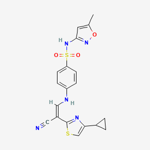 molecular formula C19H17N5O3S2 B6564364 4-{[(1Z)-2-cyano-2-(4-cyclopropyl-1,3-thiazol-2-yl)eth-1-en-1-yl]amino}-N-(5-methyl-1,2-oxazol-3-yl)benzene-1-sulfonamide CAS No. 1021262-47-4