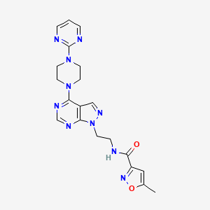 molecular formula C20H22N10O2 B6564370 5-methyl-N-(2-{4-[4-(pyrimidin-2-yl)piperazin-1-yl]-1H-pyrazolo[3,4-d]pyrimidin-1-yl}ethyl)-1,2-oxazole-3-carboxamide CAS No. 1021229-32-2
