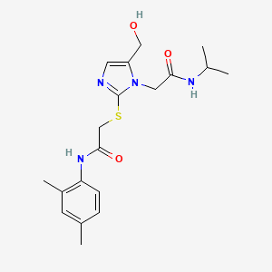 molecular formula C19H26N4O3S B6564396 N-(2,4-dimethylphenyl)-2-{[5-(hydroxymethyl)-1-{[(propan-2-yl)carbamoyl]methyl}-1H-imidazol-2-yl]sulfanyl}acetamide CAS No. 921566-06-5