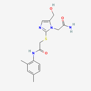 2-{[1-(carbamoylmethyl)-5-(hydroxymethyl)-1H-imidazol-2-yl]sulfanyl}-N-(2,4-dimethylphenyl)acetamide