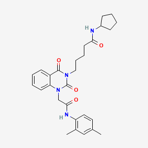 molecular formula C28H34N4O4 B6564454 N-cyclopentyl-5-(1-{[(2,4-dimethylphenyl)carbamoyl]methyl}-2,4-dioxo-1,2,3,4-tetrahydroquinazolin-3-yl)pentanamide CAS No. 1021217-18-4