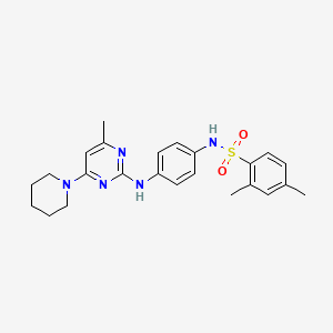 molecular formula C24H29N5O2S B6564511 2,4-dimethyl-N-(4-{[4-methyl-6-(piperidin-1-yl)pyrimidin-2-yl]amino}phenyl)benzene-1-sulfonamide CAS No. 946292-46-2
