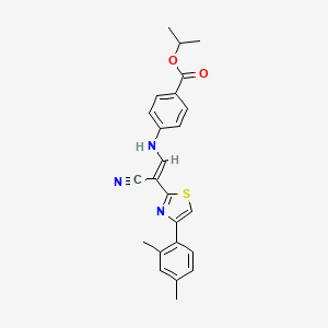 molecular formula C24H23N3O2S B6564522 propan-2-yl 4-{[(1E)-2-cyano-2-[4-(2,4-dimethylphenyl)-1,3-thiazol-2-yl]eth-1-en-1-yl]amino}benzoate CAS No. 1021251-22-8